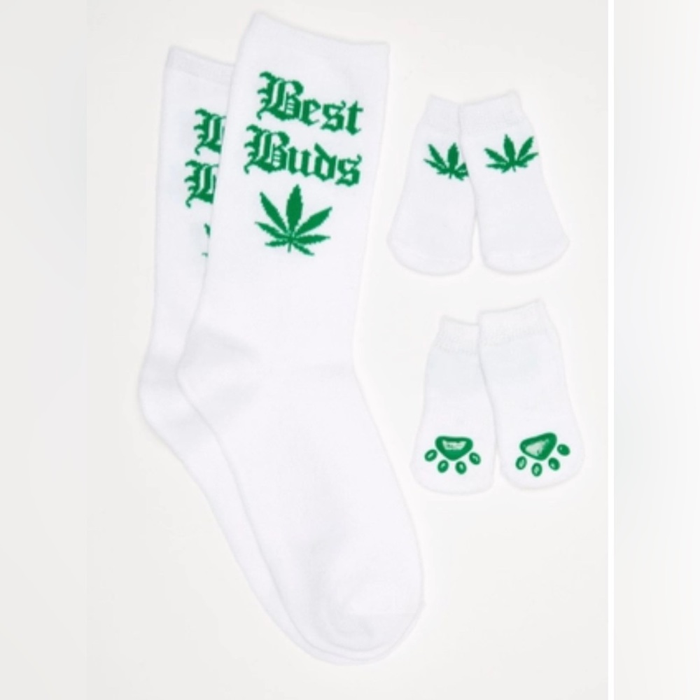 🎉Best Buds Weed Print Matching Pet Sock Set!!🎉